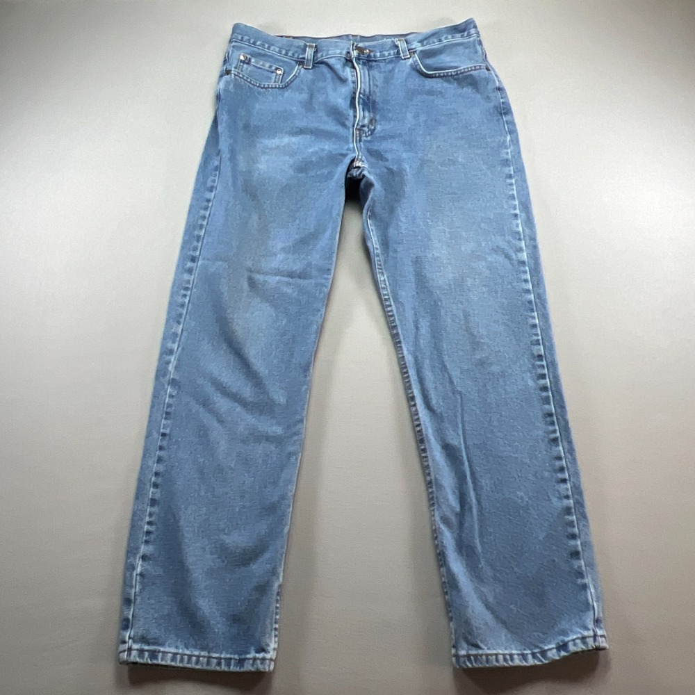 George Jeans Mens 36X32 Blue Denim Cotton 5 Pockets Medium Wash Regular Fit